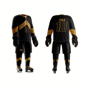 Famous Black & Gold Ice Hockey Uniform Jersey